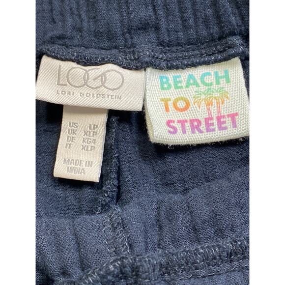 LOGO by Lori Goldstein Beach to Street Cotton Gauze Crop Ankle Pants Sz LP Black - Picture 7 of 9
